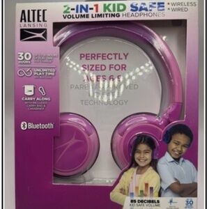 Altec Lansing Pink 2-in-1 Kid Safe Headphones New in Box